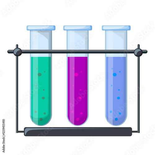 three test tubes with reagents without background