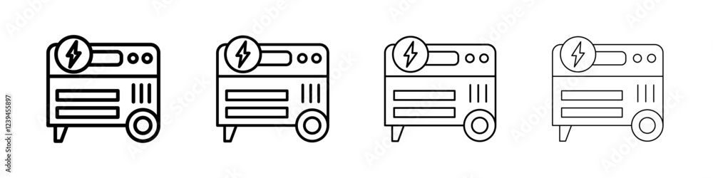 Portable power generator icon Outline sign symbol set Portable power generator icon Outline sign symbol set