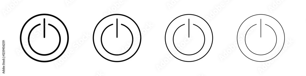 Power button icon Outline sign symbol set Power button icon Outline sign symbol set