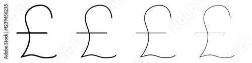 Pound icon Outline sign symbol set