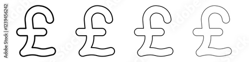Pound Icon Outline sign symbol set