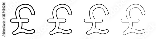 Pound icon Outline sign symbol set