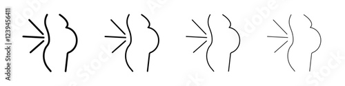 Pregnant woman backache icon Outline sign symbol set