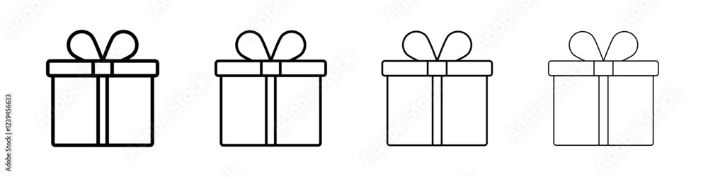 Present gift box icon Outline sign symbol set Present gift box icon Outline sign symbol set