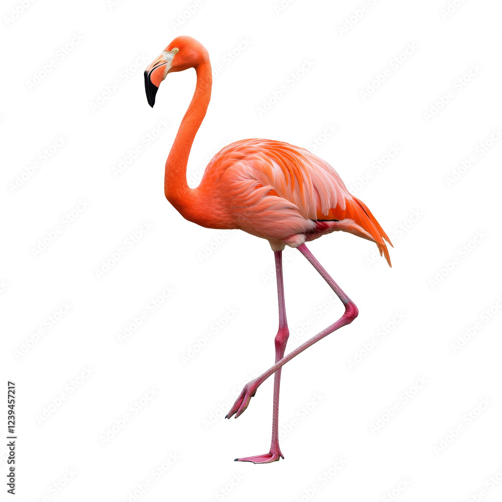 Fototapeta premium PNG, pink flamingo, vibrant, bird, elegant, wildlife, pink feathers, exotic, graceful, standing flamingo