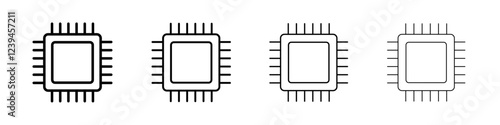 Processor icon Outline sign symbol set