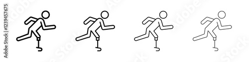 Prosthetic leg icon Outline sign symbol set