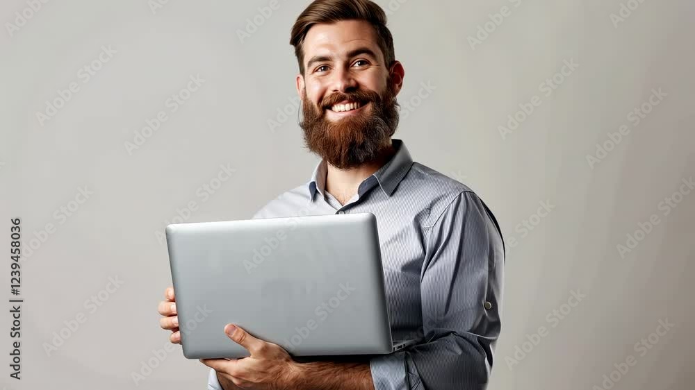 The Man with Laptop Smiling The Man with Laptop Smiling