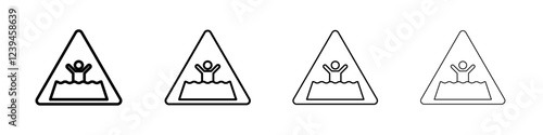Quicksand and Mud Danger Sign icon Outline sign symbol set