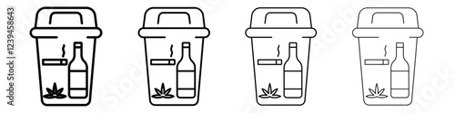 Quitting bad habits icon Outline sign symbol set