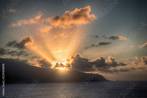 Beautiful orange sunset over the ocean