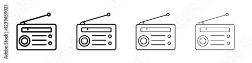 radio icon Outline sign symbol set