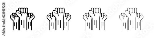 raised fists icon Outline sign symbol set