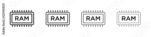 Ram memory icon Outline sign symbol set