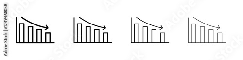 Reduction chart icon Outline sign symbol set