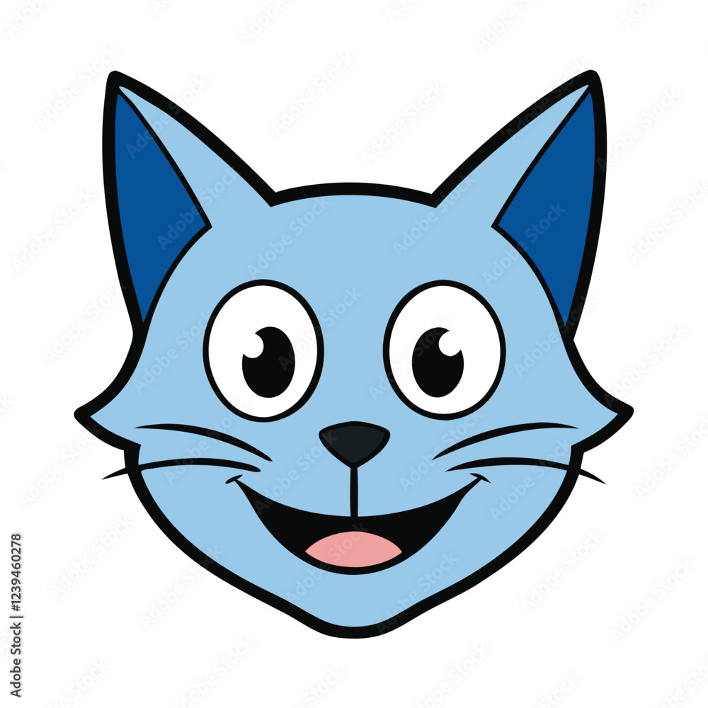 Cat head smiling face vector art illustration Cat head smiling face vector art illustration