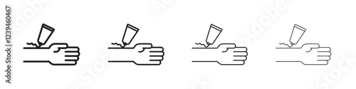 relief gel on arm icon Outline sign symbol set