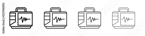 Rescue defibrillator icon Outline sign symbol set
