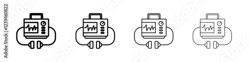 Rescue defibrillator icon Outline sign symbol set