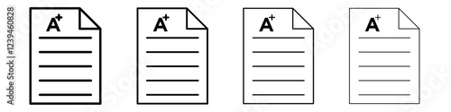 Report card icon Outline sign symbol set