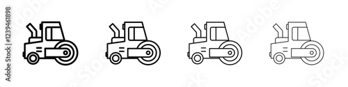 Road roller icon Outline sign symbol set