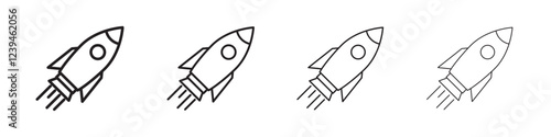 Rocket icon Outline sign symbol set