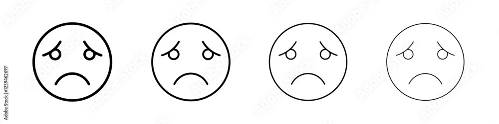 Sad, upset or lonely emoticon icon Outline sign symbol set Sad, upset or lonely emoticon icon Outline sign symbol set