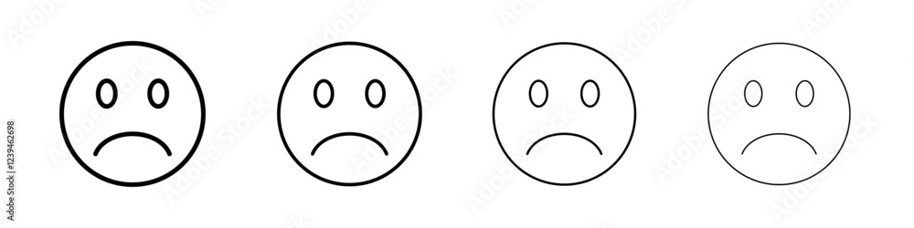 Fototapeta premium Sad icon Outline sign symbol set
