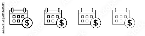 salary payday icon Outline sign symbol set