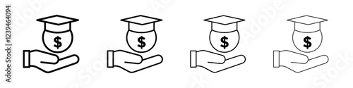 Scholarship fund icon Outline sign symbol set