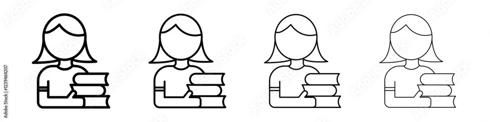 School girl icon Outline sign symbol set School girl icon Outline sign symbol set