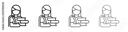 School girl icon Outline sign symbol set