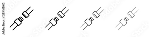 Seatbelt icon Outline sign symbol set