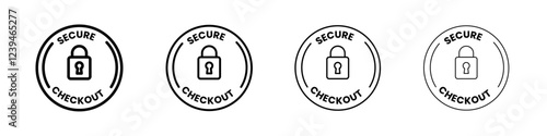 secure checkout icon Outline sign symbol set