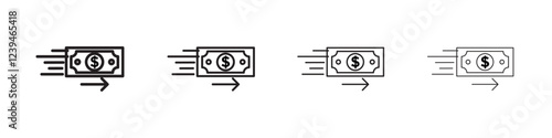 Send money icon Outline sign symbol set