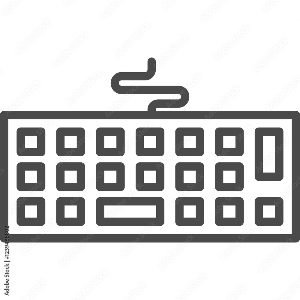 Keyboard Line Art Sign. Illustration with Single Outline Icon.