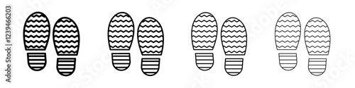 Shoe print icon Outline sign symbol set