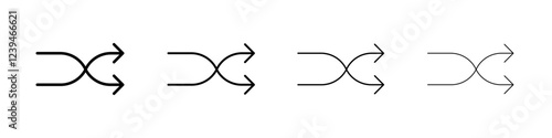 Shuffle icon Outline sign symbol set
