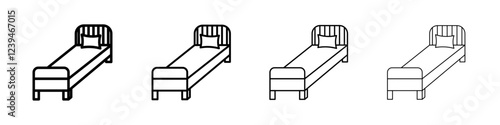 Single bed icon Outline sign symbol set