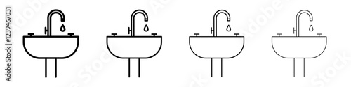 Sink icon Outline sign symbol set
