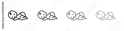 Sleeping baby icon Outline sign symbol set