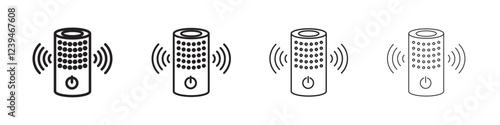 Smart speaker icon Outline sign symbol set