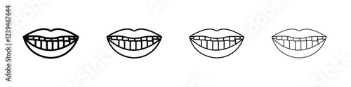 smile with teeth icon Outline sign symbol set