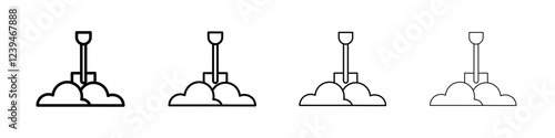 Snow and shovel icon Outline sign symbol set