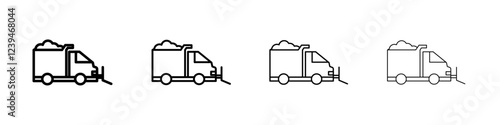Snowplow icon Outline sign symbol set