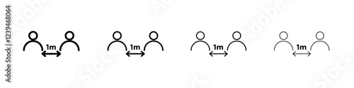 Social distancing icon Outline sign symbol set