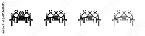 Social distancing sitting icon Outline sign symbol set