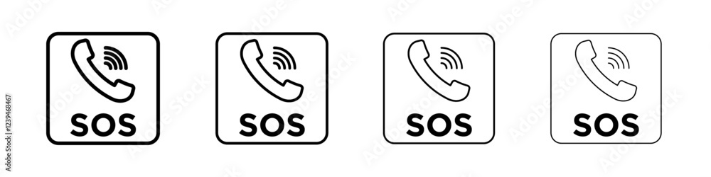 SOS Emergency icon Outline sign symbol set SOS Emergency icon Outline sign symbol set