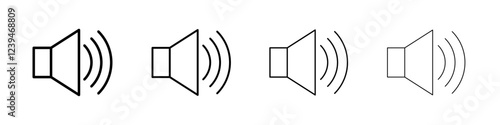 Speaker icon Outline sign symbol set