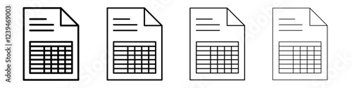 Spreadsheet icon Outline sign symbol set